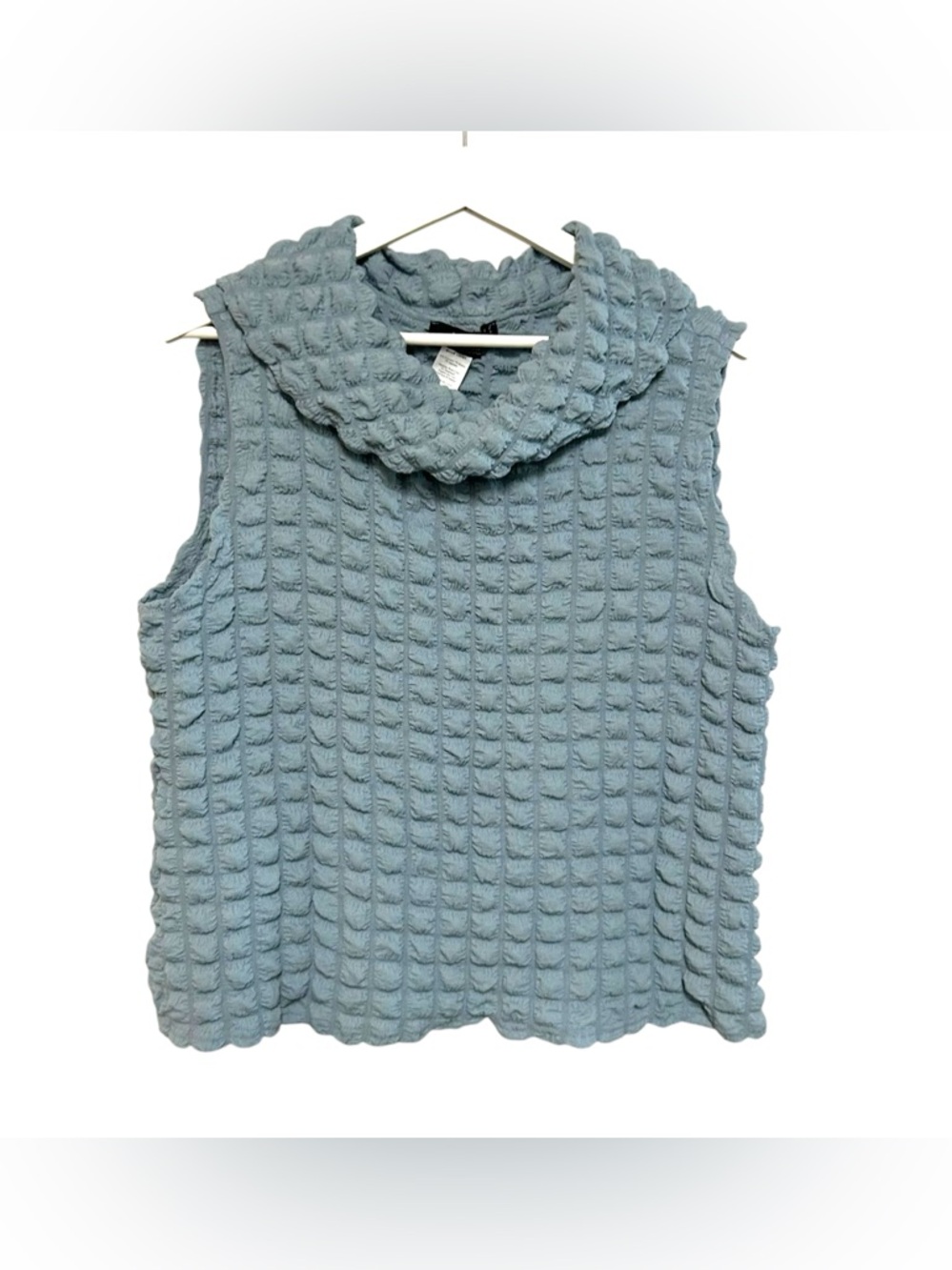 Moonlight by Y & S fashion designs top S boxy crinkle dot texture cowl neck tank